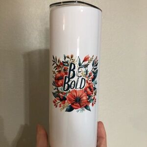 White Tumbler with Floral Design